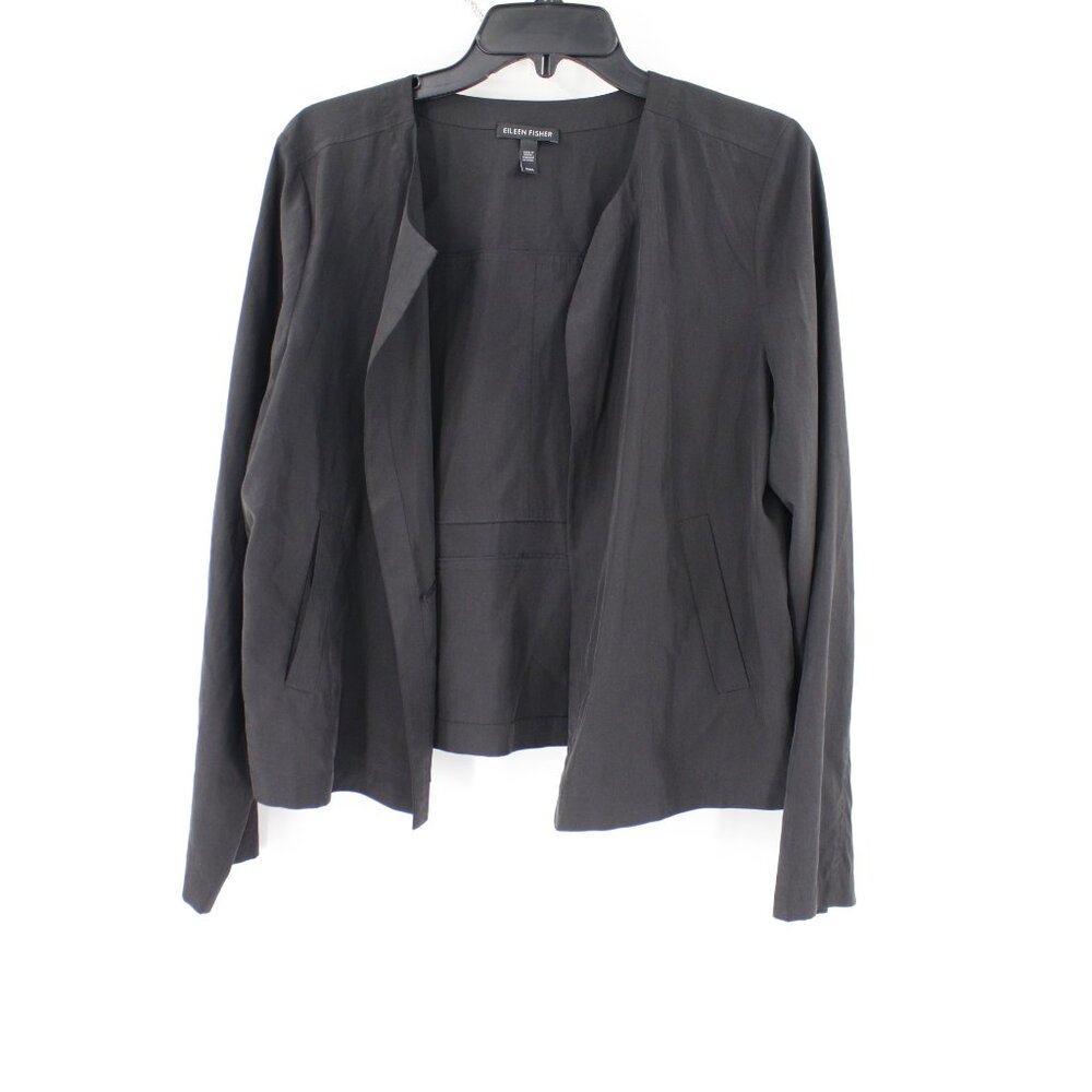 Eileen Fisher Blazer Women Medium Open Front Tencel Lyocell Blend Pockets jacket